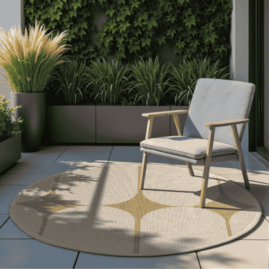 Dubbelzijdig Buitenkleed Bowen Rond - Creme/Beige maat: xcm - materiaal: Polypropyleen - Dekbed-Discounter.nl afbeelding 