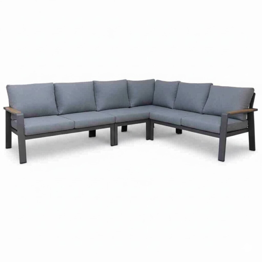 Lola hoek loungeset L-vorm 6 personen | aluminium + polywood | antraciet | 5-delig - 288x220cm Lola hoek loungeset L-vorm 6 personen | aluminium + polywood | antraciet | 5-delig - 288x220cm afbeelding 1