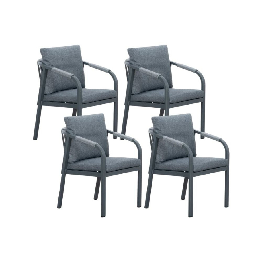 Calgary dining tuinstoel set van 4 | touw + aluminium | antraciet afbeelding 1