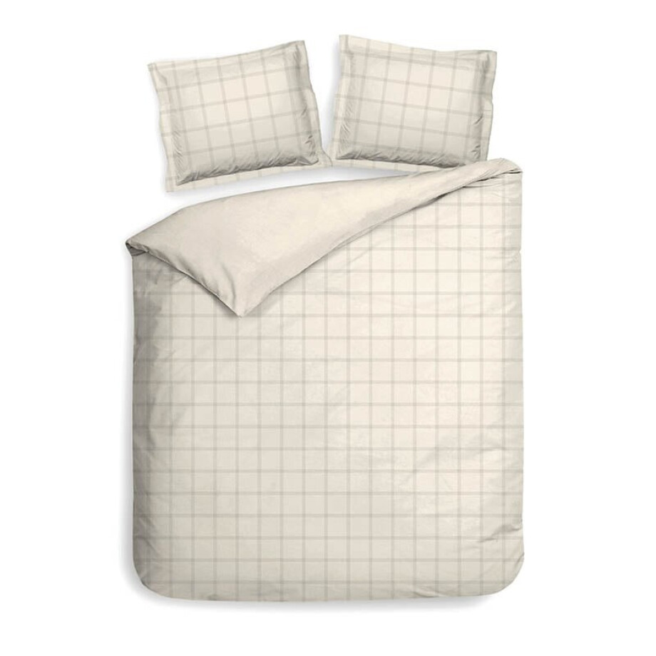 Dekbedovertrek Katoen - Lits-Jumeaux XL (260x200 cm) - Off-white Katoen-satijn - Dessin: Ruiten - Heckett Lane - Dekbed-Discounter.nl afbeelding 