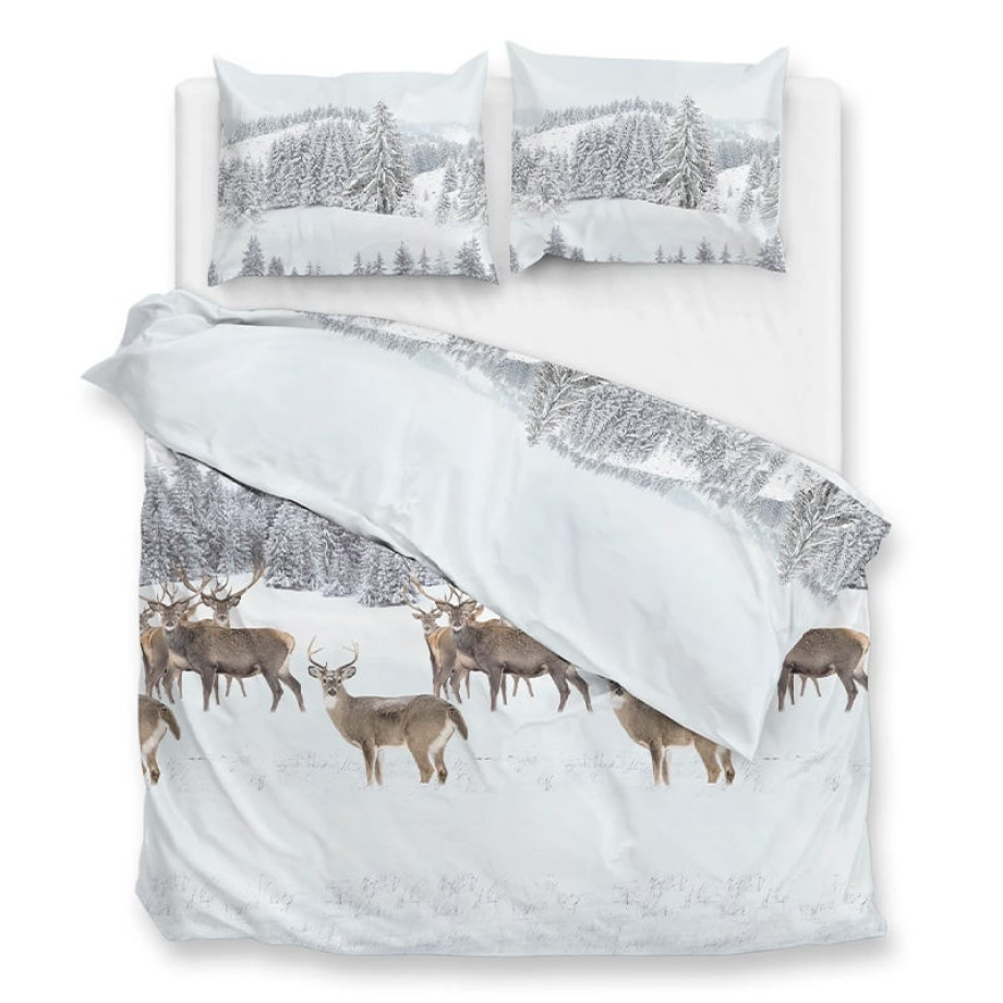 Flanellen Dekbedovertrek Cervo - (x240 cm) - Wit - Dessin: Dieren - Zo!Home - Dekbed-Discounter.nl afbeelding 