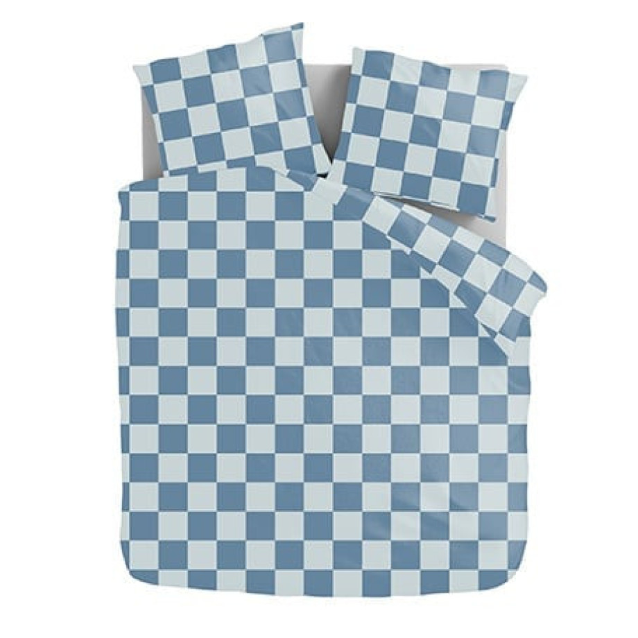 Dekbedovertrek Chess Block - Lits-Jumeaux (240x220 cm) - Blauw Microvezel - Dessin: - Luna Bedding - Dekbed-Discounter.nl afbeelding 1