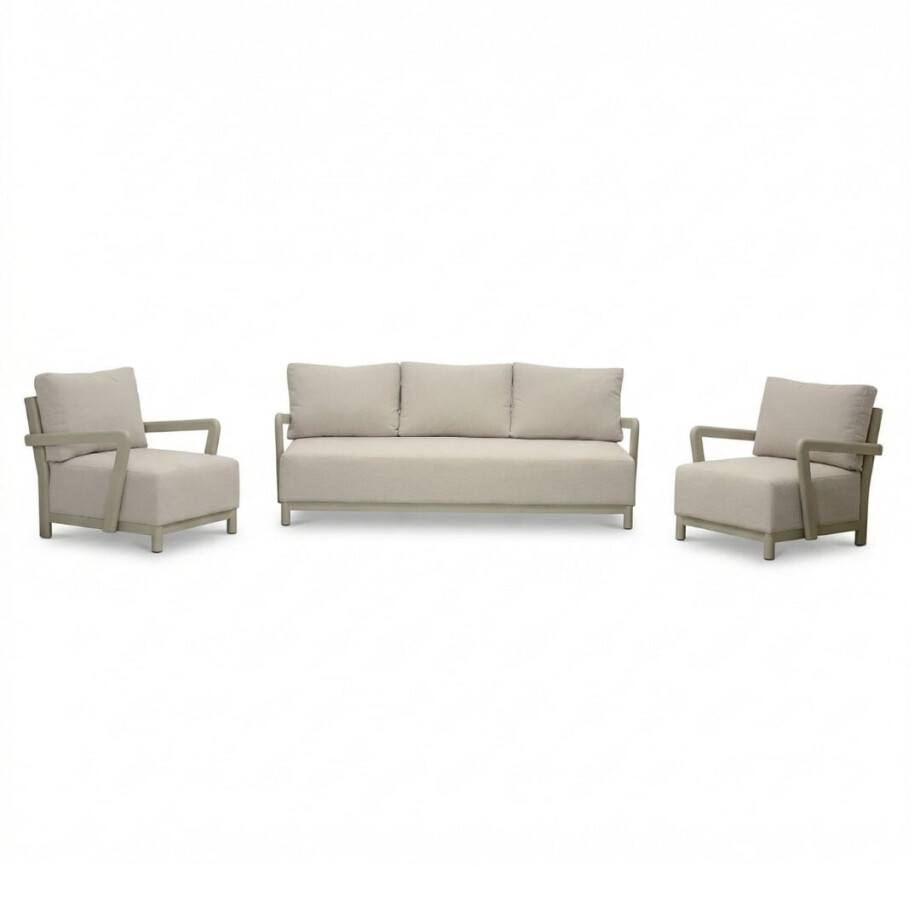 Amalfi stoel-bank loungeset 5 personen | aluminium + polywood | beige | 3-delig afbeelding 1