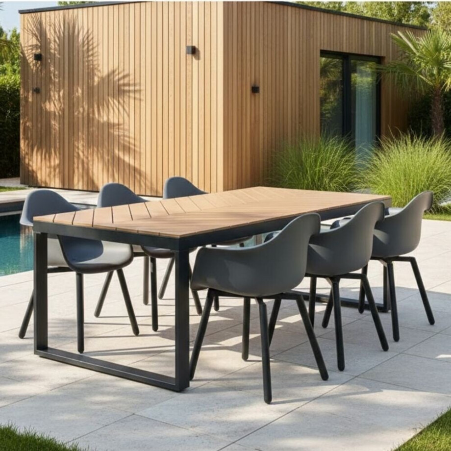 Kampa Natural/Montreux dining tuinset | 6 personen | polywood + kunststof | 210cm afbeelding 1
