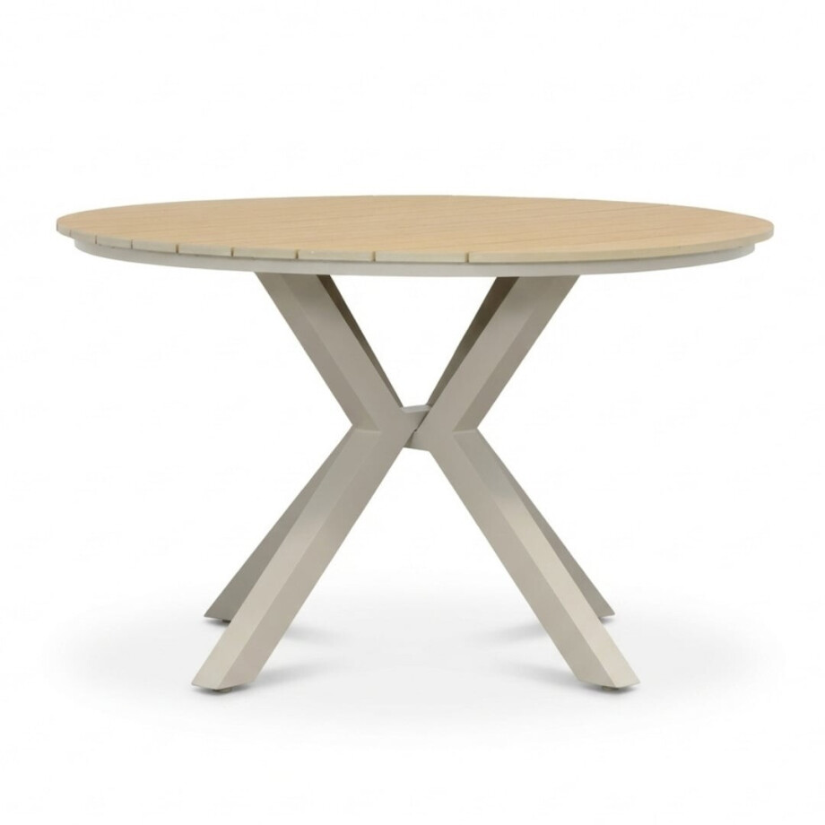 Calgary dining tuintafel 4 personen | polywood + aluminium | beige | 120cm rond Calgary dining tuintafel 4 personen | polywood + aluminium | beige | 120cm rond afbeelding 1