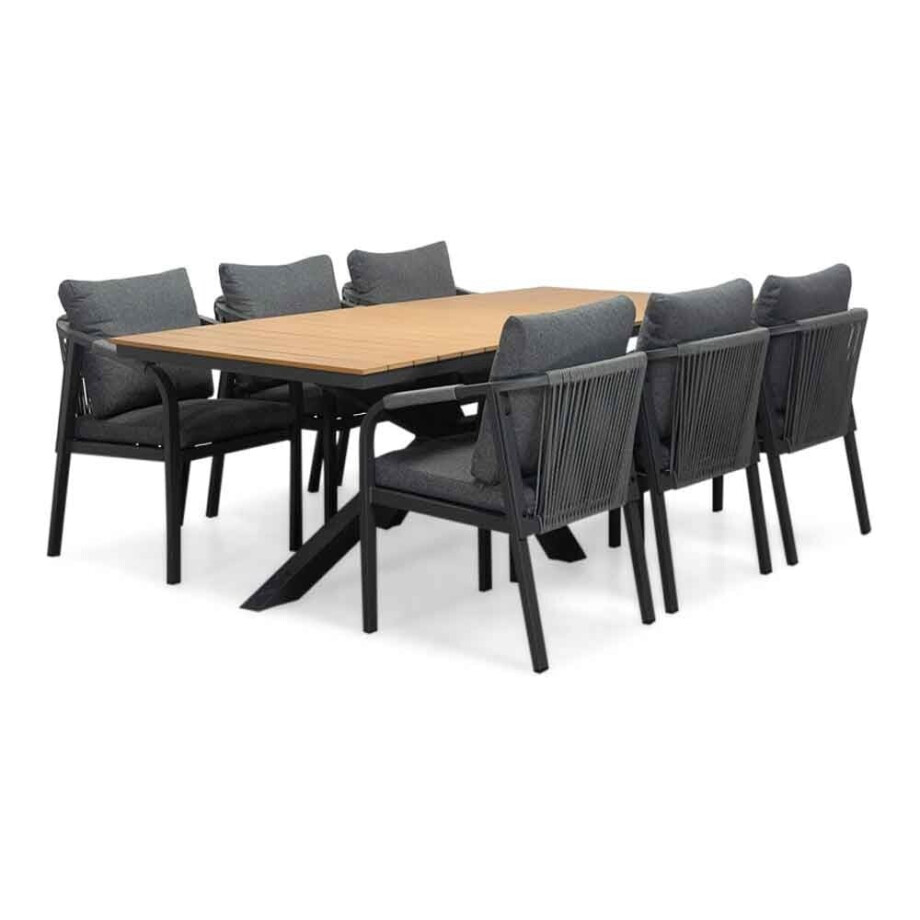 Durban/Calgary antraciet dining tuinset | 6 personen | polywood + touw | 218cm Durban/Calgary antraciet dining tuinset | 6 personen | polywood + touw | 218cm afbeelding 1