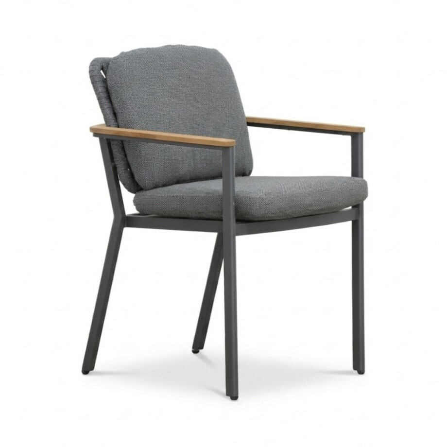 Montana dining tuinstoel | aluminium + teak | antraciet afbeelding 1