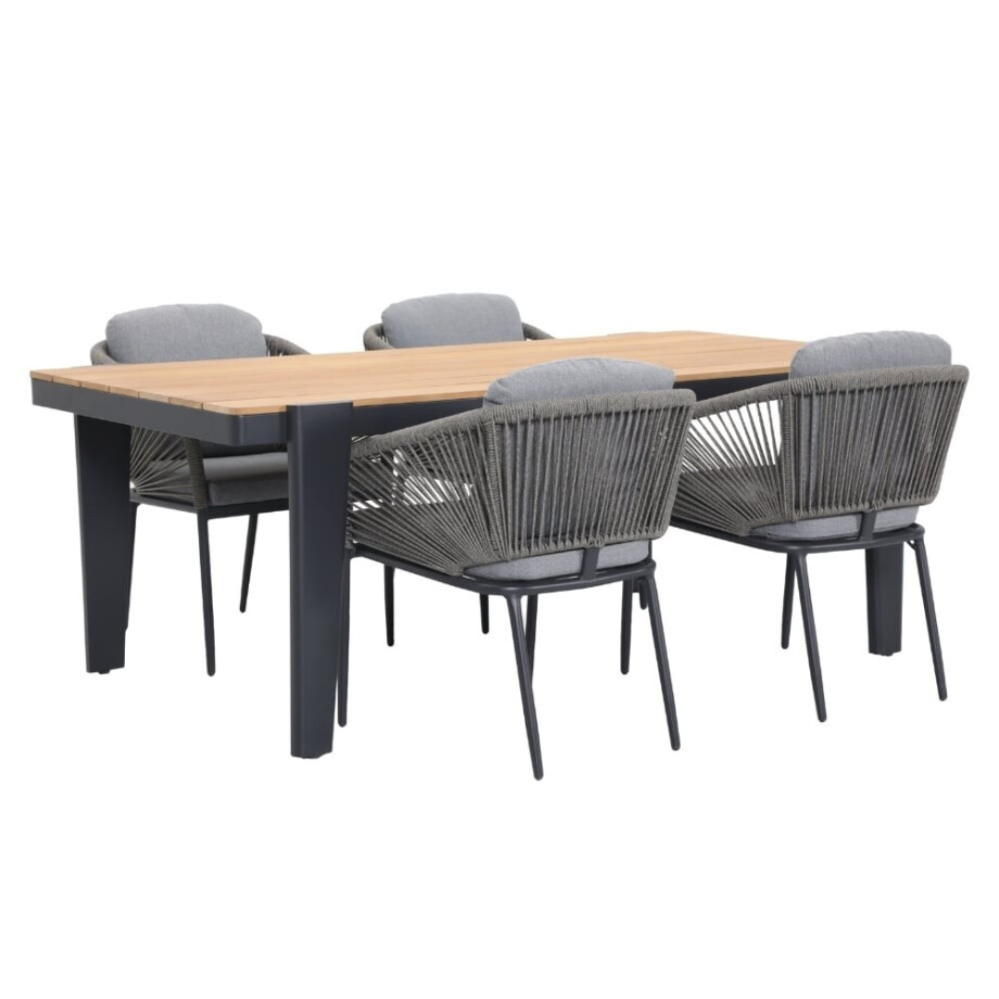 Vigo/Savanna dining tuinset | 4 personen | teakhout + touw | 200cm Vigo/Savanna dining tuinset | 4 personen | teakhout + touw | 200cm afbeelding 1