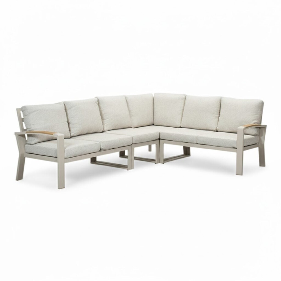 Seattle hoek loungeset 6 personen | aluminium + polywood | beige | 5-delig - 270x210cm afbeelding 1