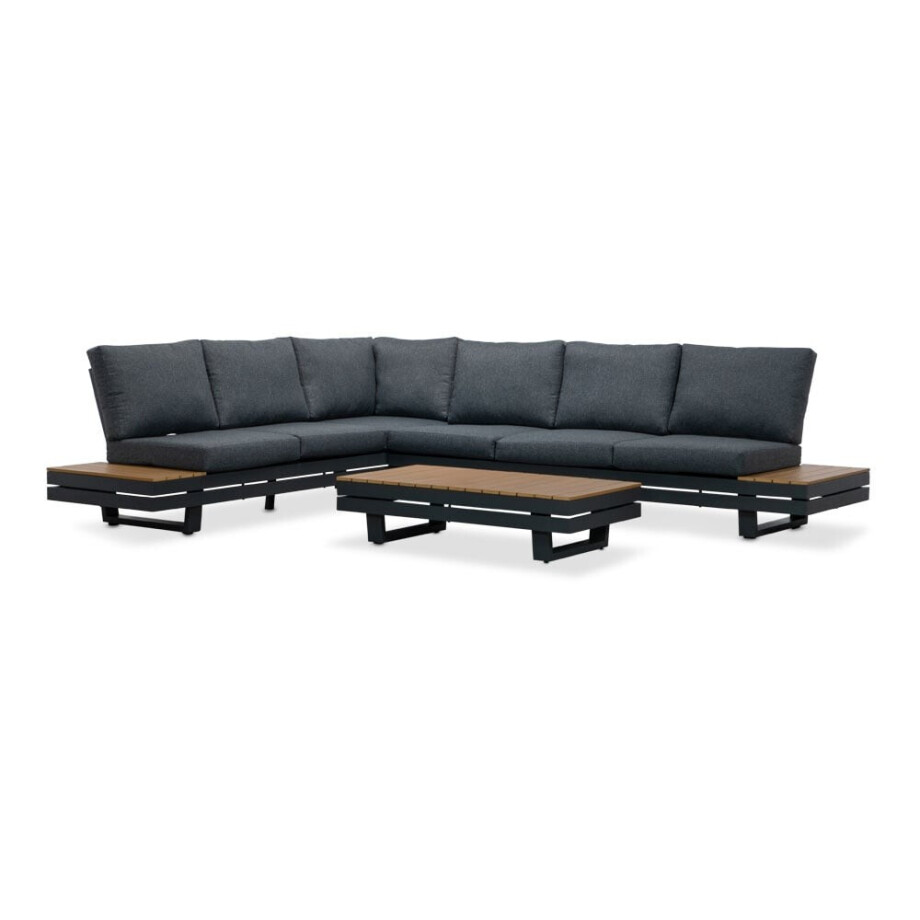 Vegas hoek loungeset-links 6 personen incl. tafel | aluminium + polywood | antraciet | 5-delig afbeelding 1