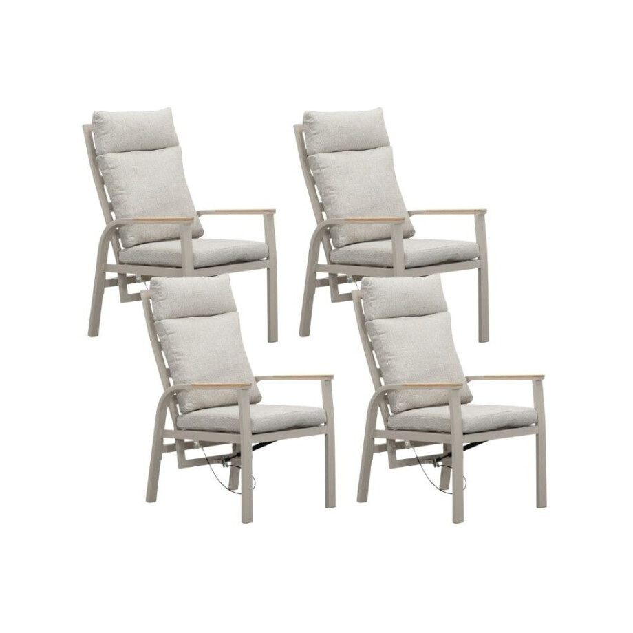 Annecy dining tuinstoel set van 4 | aluminium + teakhout | beige afbeelding 1