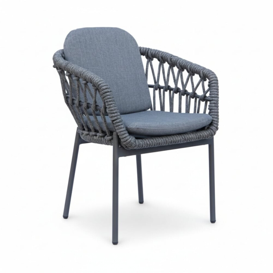 Femke dining tuinstoel | touw + aluminium | antraciet Femke dining tuinstoel | touw + aluminium | antraciet afbeelding 1