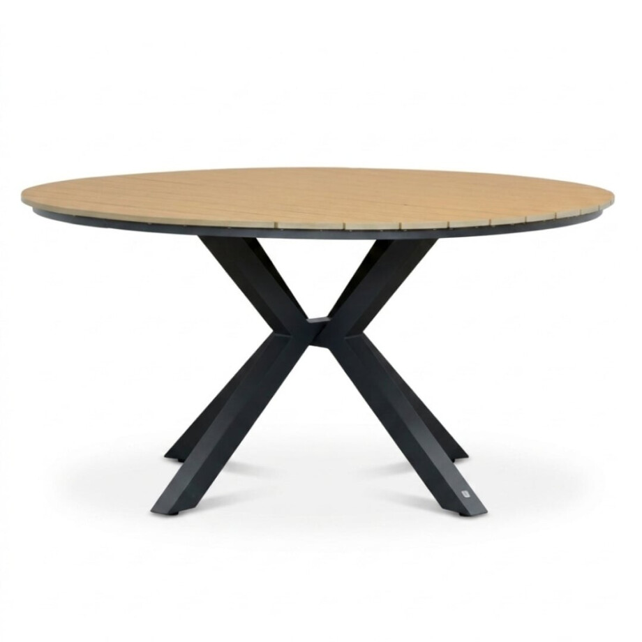Cervo dining tuintafel 6 personen | polywood + aluminium | Natural Wood | Ø144cm rond afbeelding 1