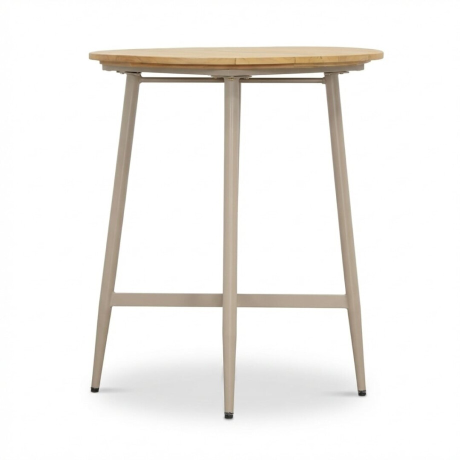 Valencia dining bartafel 4 personen | teakhout + aluminium | beige | 90cm rond afbeelding 1