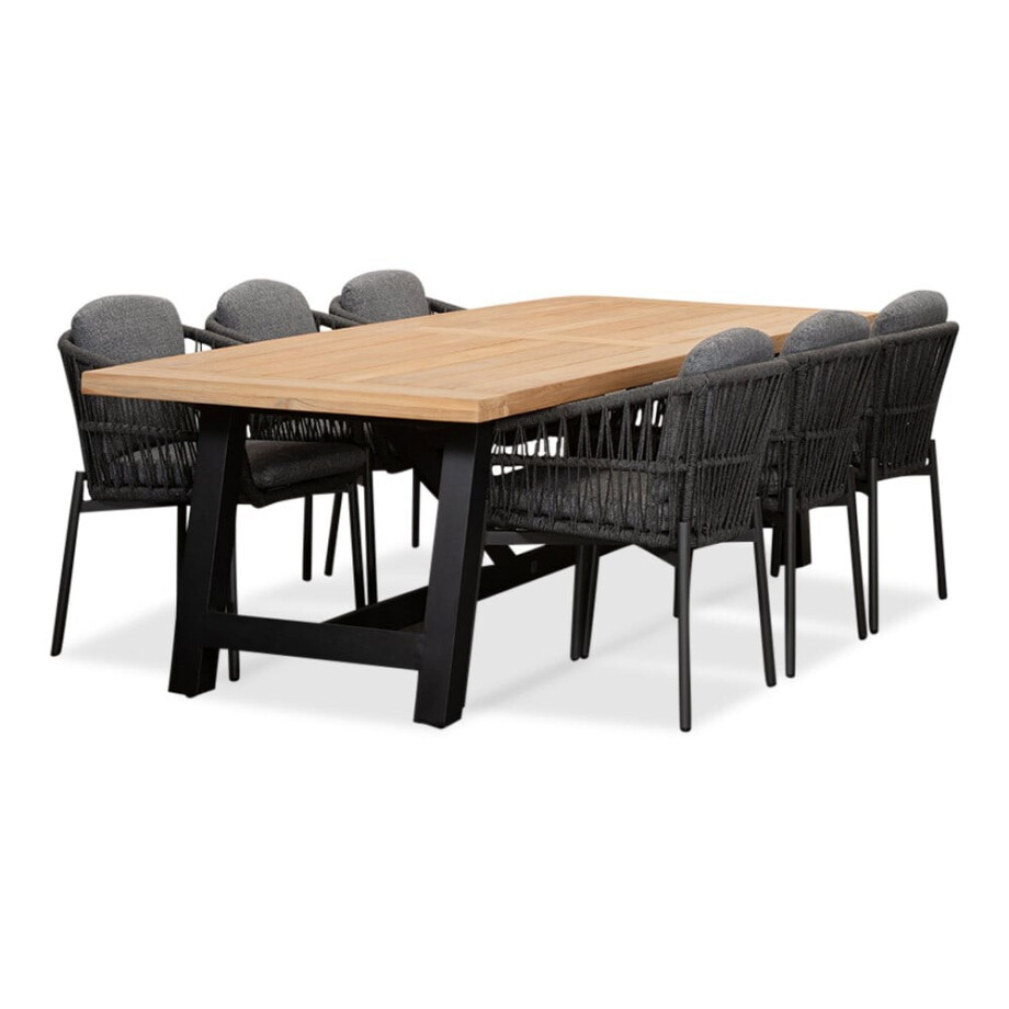 James/Rico charcoal dining tuinset | 6 personen | teakhout + aluminium | 260cm afbeelding 1