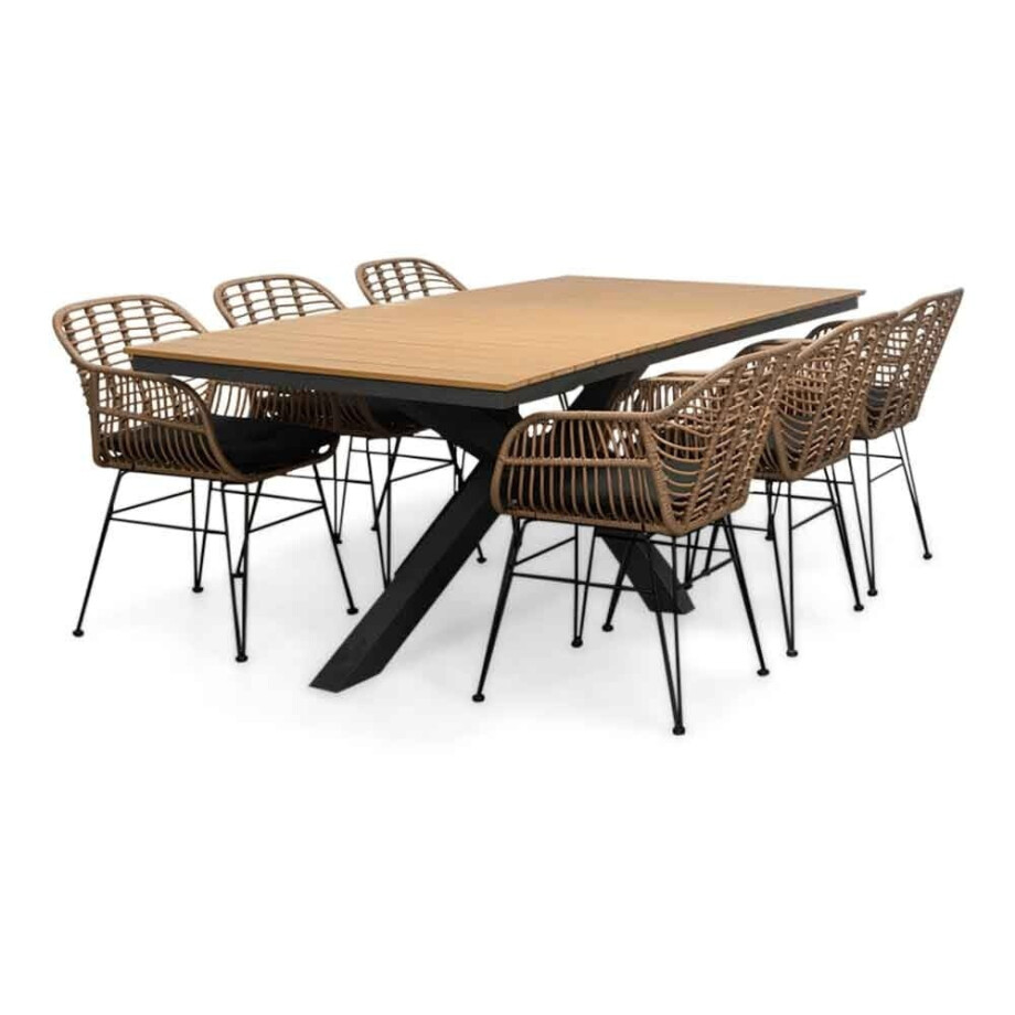 Durban/Lola dining tuinset | 6 personen | polywood + wicker | 218cm Durban/Lola dining tuinset | 6 personen | polywood + wicker | 218cm afbeelding 1