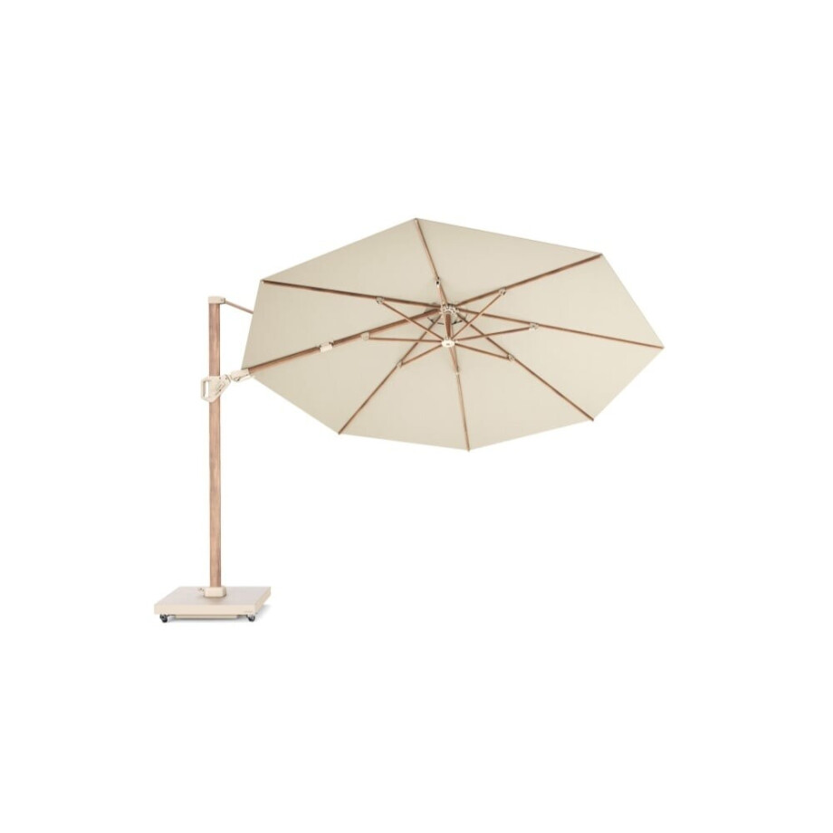 Challenger T² zweefparasol - premium doek | Ø350cm rond | Champagne/Teak look Challenger T² zweefparasol - premium doek | Ø350cm rond | Champagne/Teak look afbeelding 1