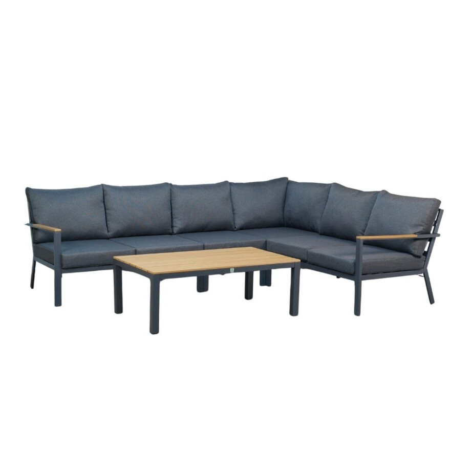 Donnan hoek loungeset 6 personen | aluminium + polywood | antraciet | 4-delig - 279x217cm Donnan hoek loungeset 6 personen | aluminium + polywood | antraciet | 4-delig - 279x217cm afbeelding 1