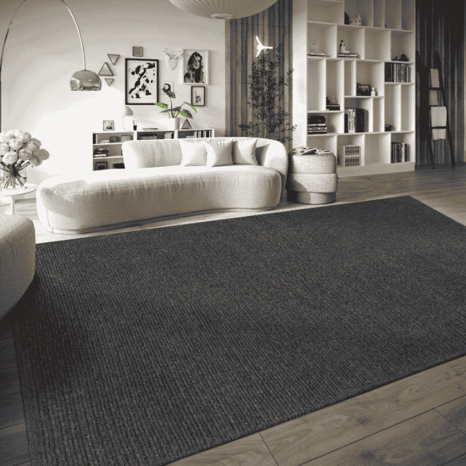 Wollen Vloerkleed Francois - Antraciet maat: 90x60cm - materiaal: Wol - Dekbed-Discounter.nl afbeelding 