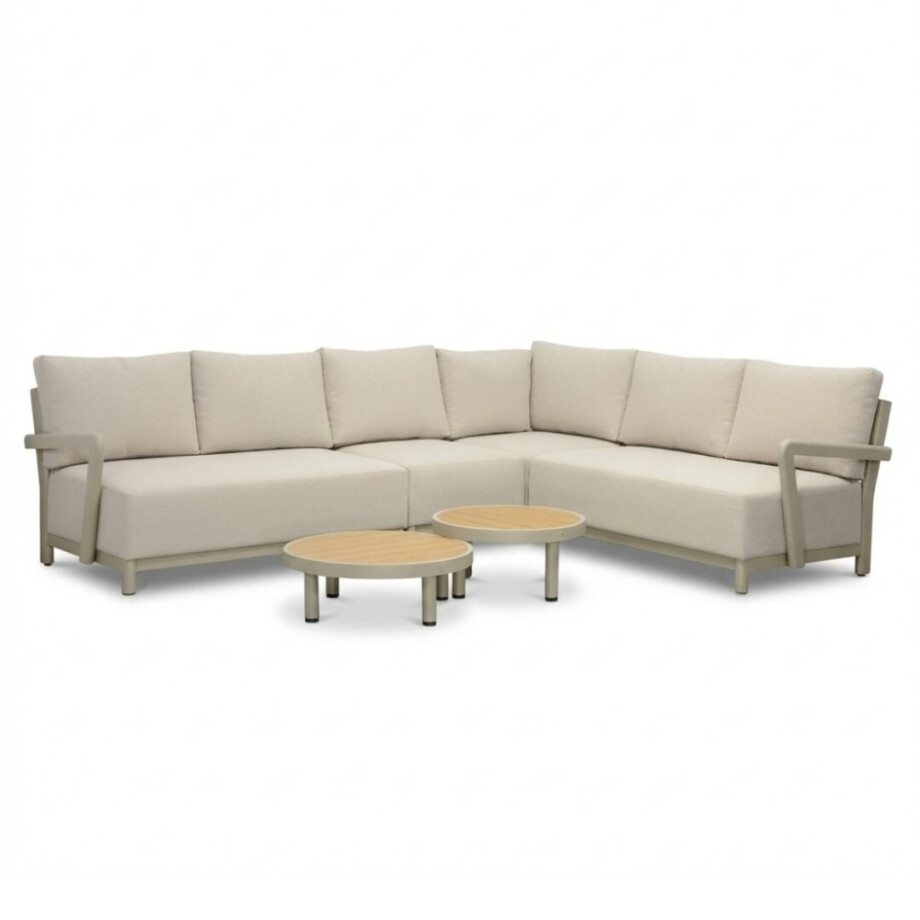 Amalfi hoek loungeset 6 personen incl. tafels | aluminium + polywood | beige | 5-delig - 289x222cm afbeelding 1