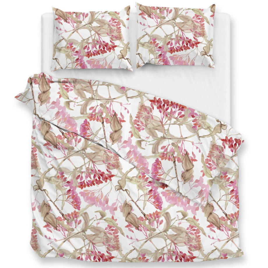 Dekbedovertrek Dario - Lits-Jumeaux (240x220 cm) - Wit Katoen-satijn - Dessin: Bloemen - Zo!Home - Dekbed-Discounter.nl afbeelding 