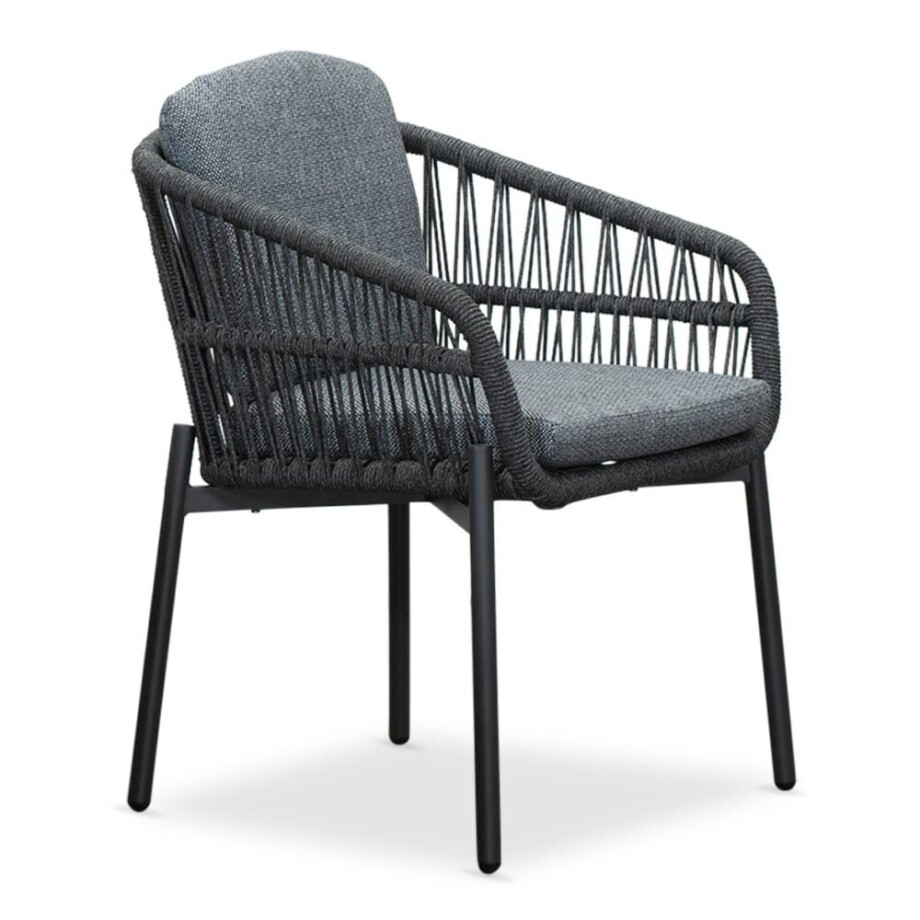 Rico dining tuinstoel | aluminium + touw | charcoal Rico dining tuinstoel | aluminium + touw | charcoal afbeelding 1