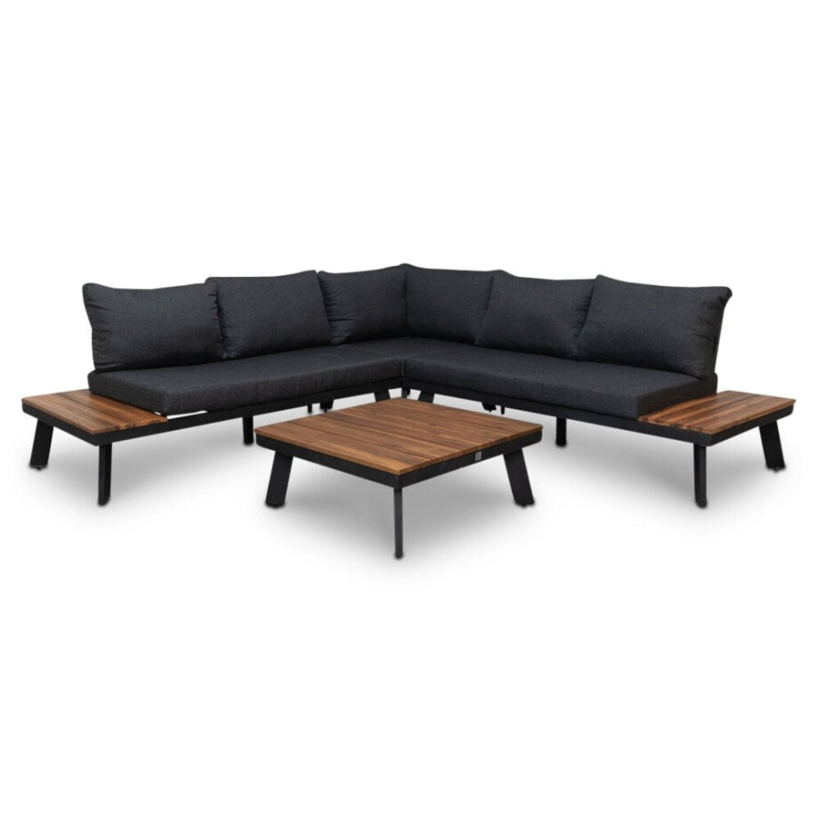 New York hoek loungeset 5 personen | aluminium + hardhout | Light Teaklook | 4-delig - 248x248cm afbeelding 1