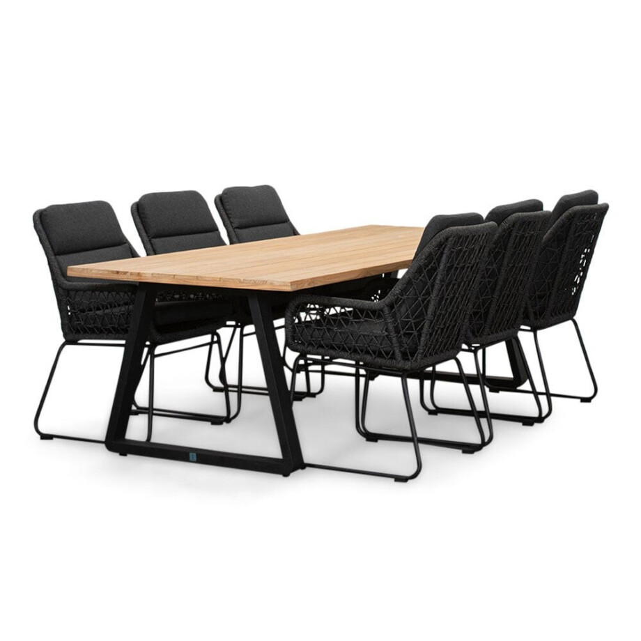 Elena/Valencia Lava Grey dining tuinset | 6 personen | teakhout + touw | 240cm Elena/Valencia Lava Grey dining tuinset | 6 personen | teakhout + touw | 240cm afbeelding 1