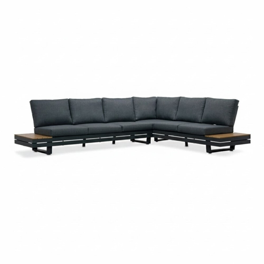 Vegas hoek loungeset-rechts 6 personen | aluminium + polywood | antraciet | 4-delig - 311x230cm Vegas hoek loungeset-rechts 6 personen | aluminium + polywood | antraciet | 4-delig - 311x230cm afbeelding 1