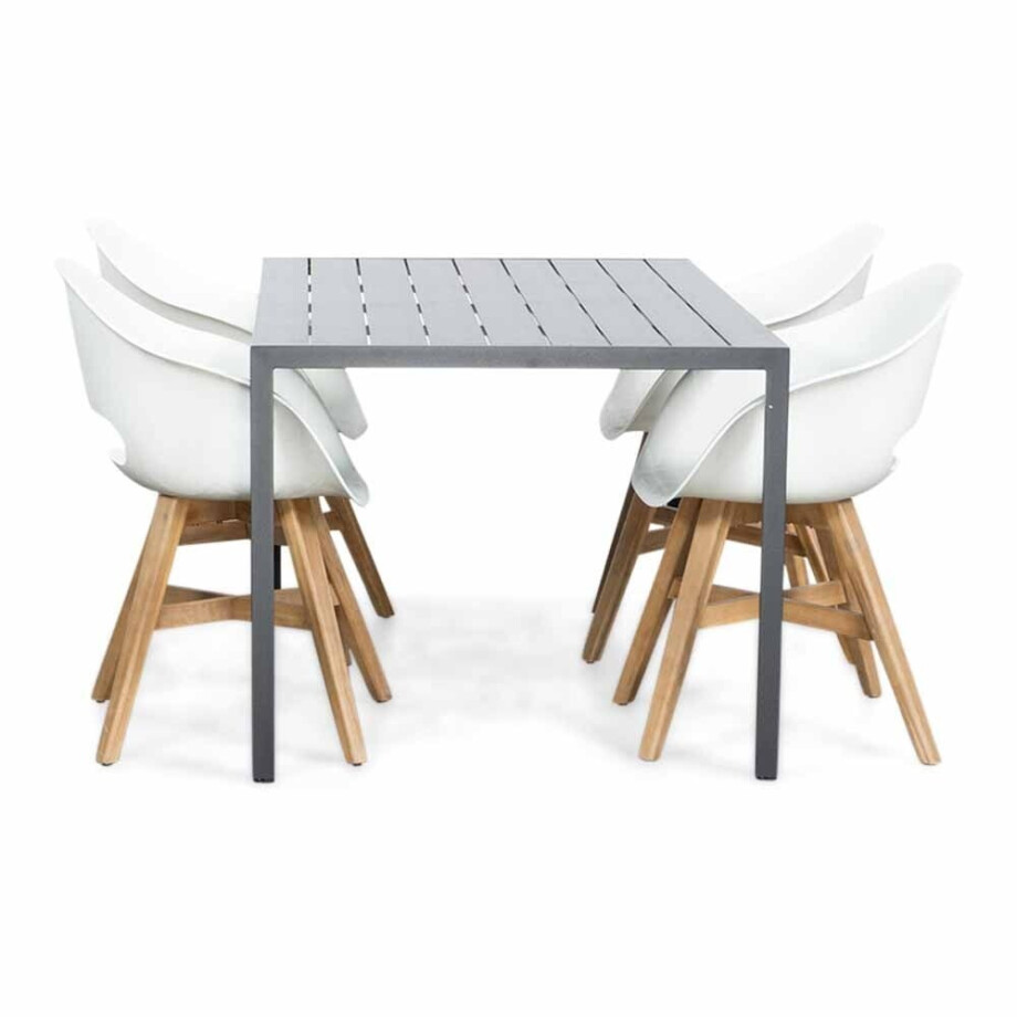 Manchester/Karlstad wit dining tuinset | 4 personen | aluminium + kunststof | 150cm Manchester/Karlstad wit dining tuinset | 4 personen | aluminium + kunststof | 150cm afbeelding 1