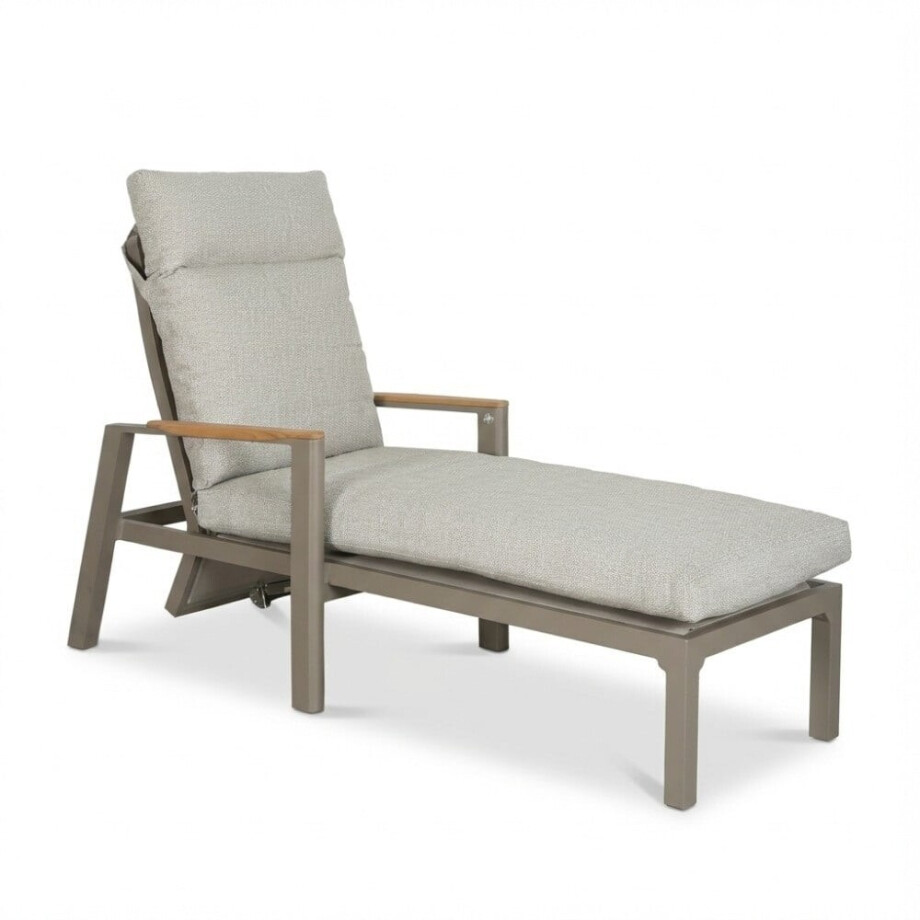 Brighton ligbed | aluminium + teak | beige | 179cm afbeelding 1