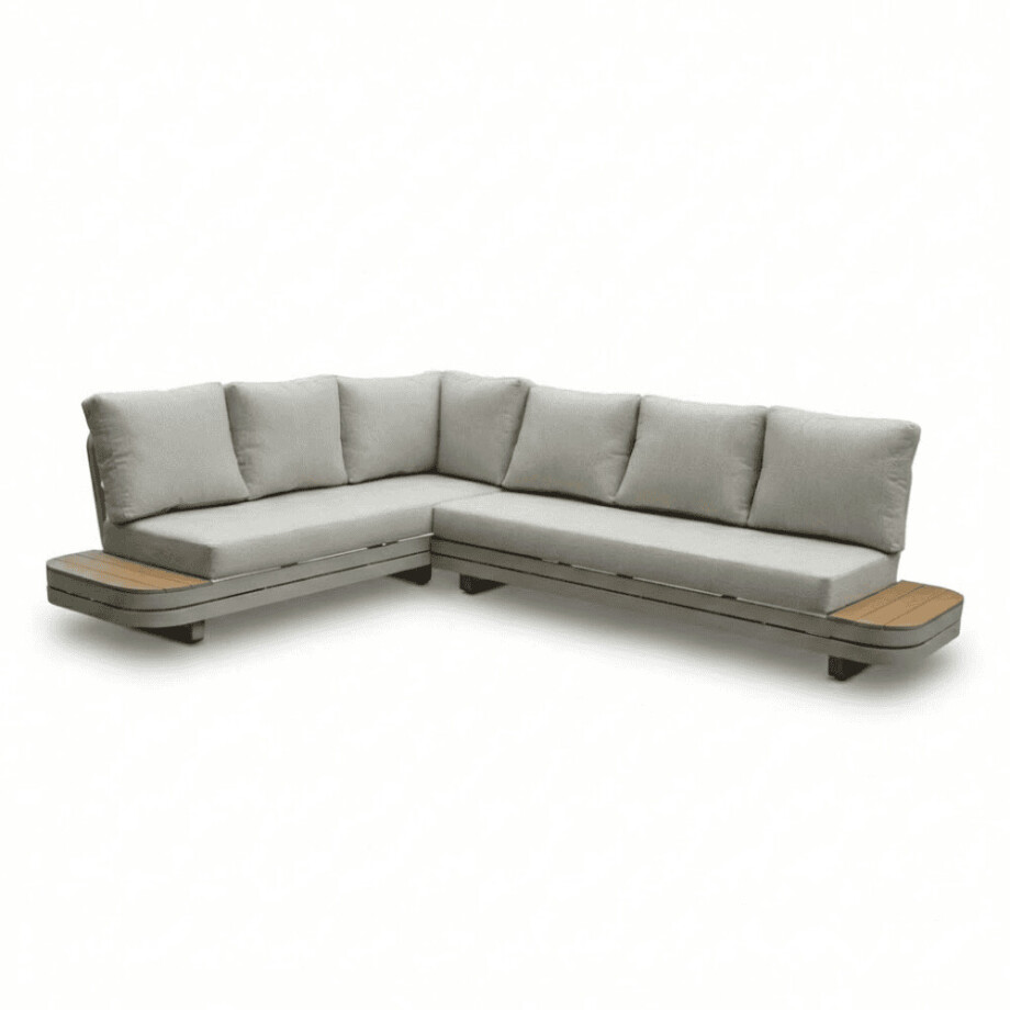 Serrento hoek loungeset links 6 personen | aluminium + polywood | beige |  2-delig - 311x241cm afbeelding 1