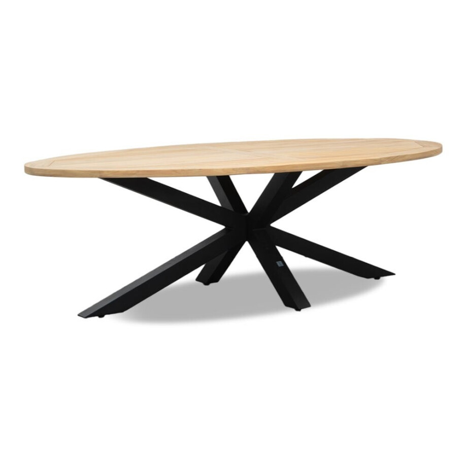 Cleve dining tuintafel 6 personen | teakhout + aluminium | Natural Teak/antraciet | 240cm ovaal afbeelding 1