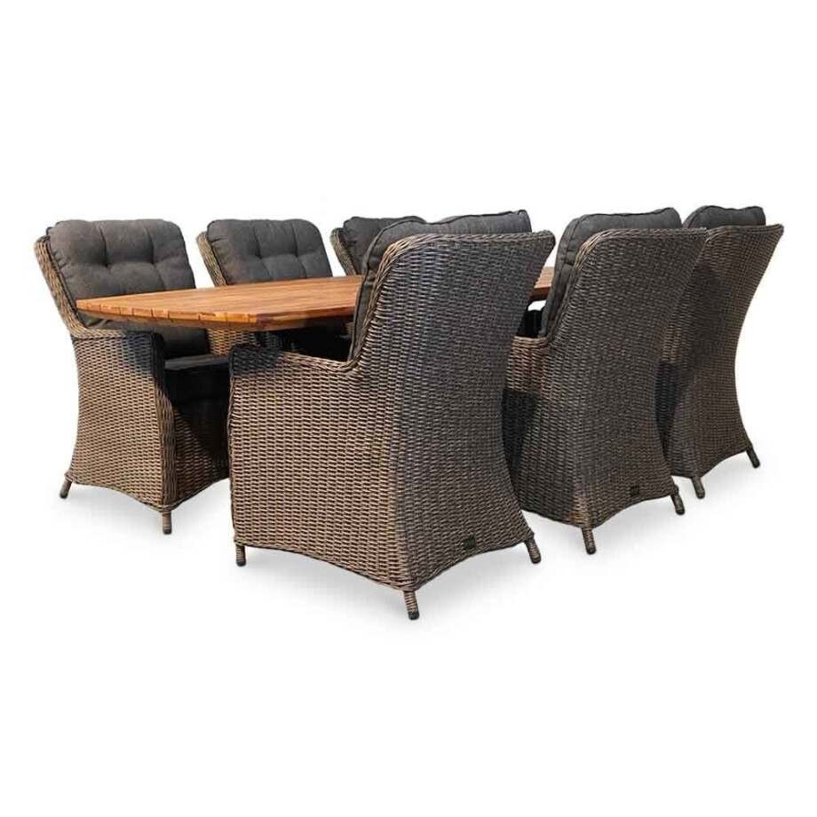 Salo/Madrid dining tuinset | 6 personen | hardhout + wicker | 240cm Salo/Madrid dining tuinset | 6 personen | hardhout + wicker | 240cm afbeelding 1