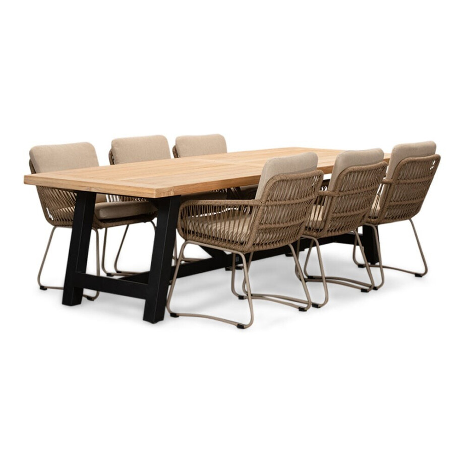 James/Harper Sandstone dining tuinset | 6 personen | teakhout + touw | 260cm James/Harper Sandstone dining tuinset | 6 personen | teakhout + touw | 260cm afbeelding 1