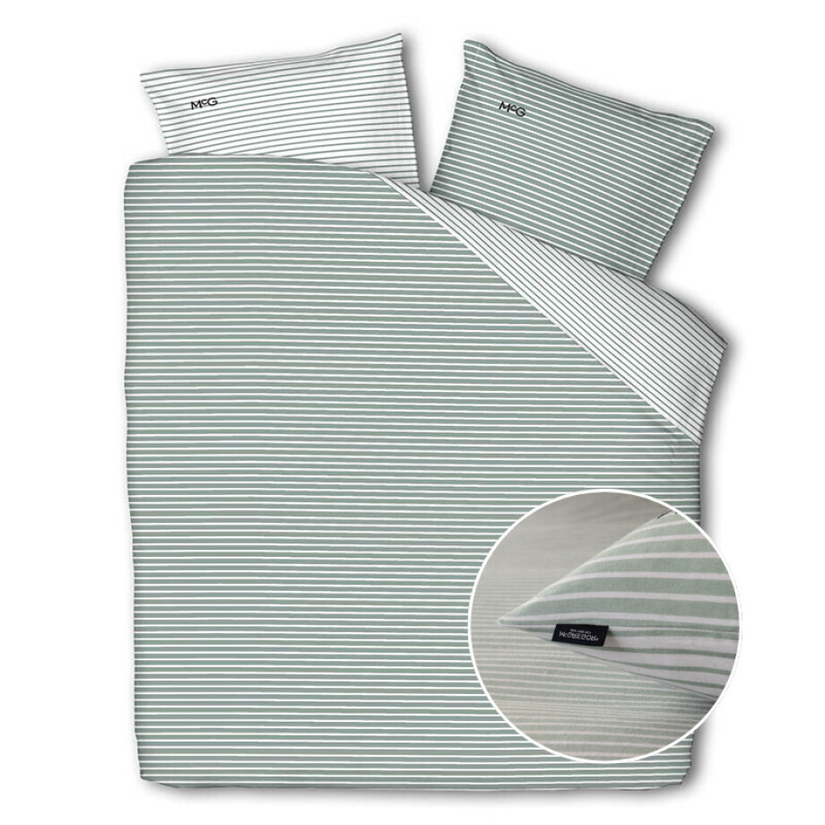 Dekbedovertrek McGregor - Lits-Jumeaux (240x240 cm) - Groen Flanel - Dessin: Strepen - McGregor - Dekbed-Discounter.nl afbeelding 