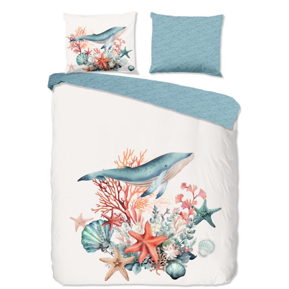 Dekbedovertrek Ocean - Lits-Jumeaux (240x220 cm) - Wit Katoen - Dessin: Dieren - Good Morning - Dekbed-Discounter.nl afbeelding 1