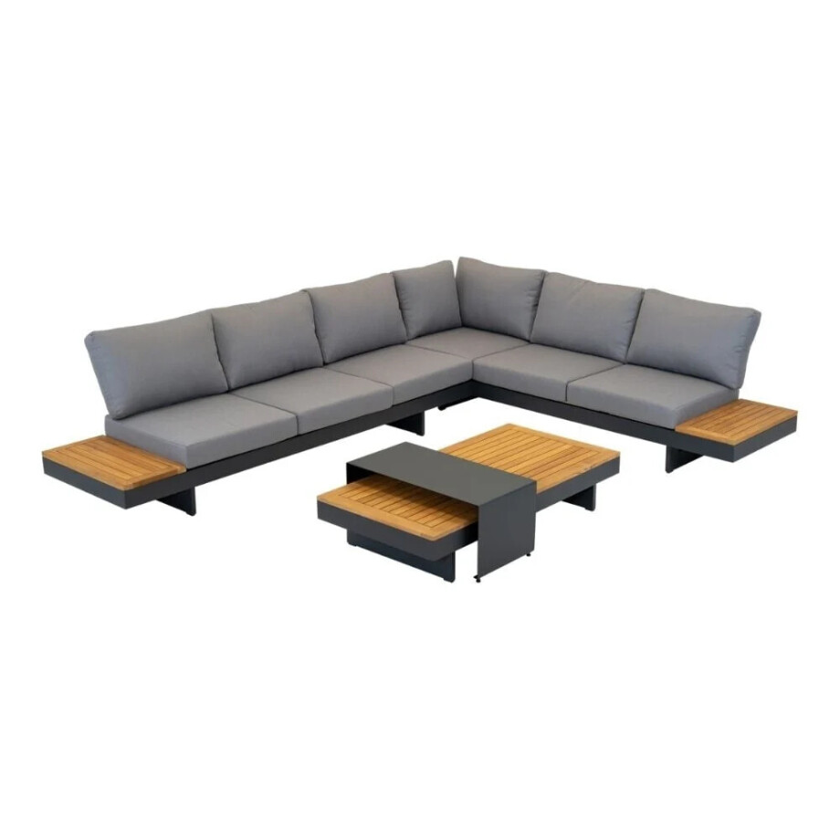 Barbados hoek loungeset 6 personen | aluminium + teakhout | Natural Teak | 5-delig - 323x245cm afbeelding 1