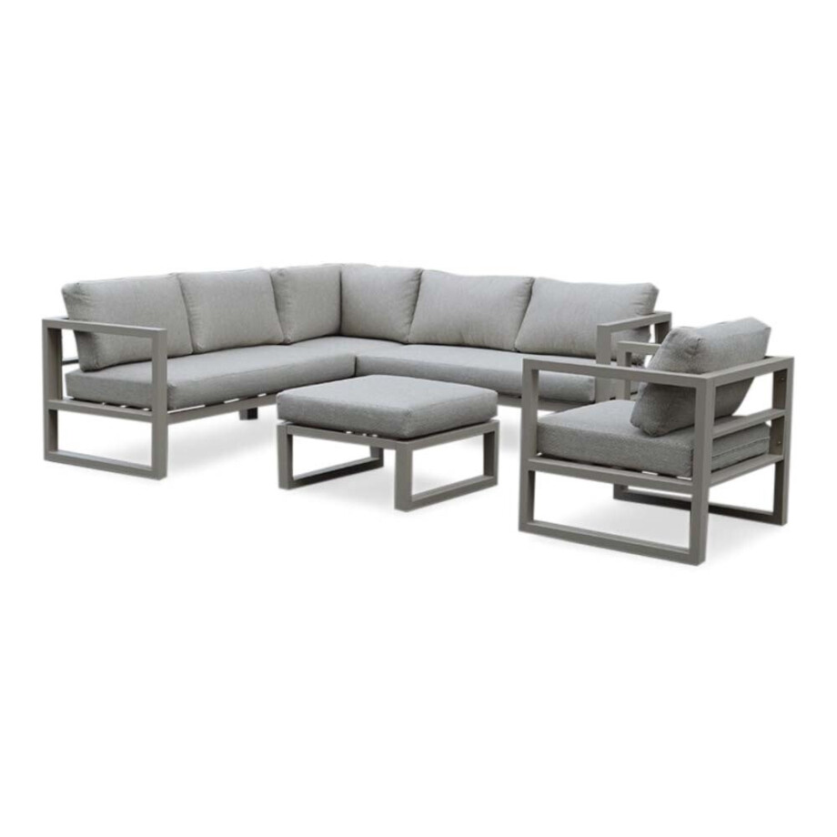 Cordoba hoek loungeset met stoel 6 personen | aluminium | beige | 5-delig - 228x228cm afbeelding 1