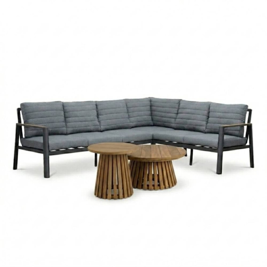 Tokyo/Palau hoek loungeset 6 personen | aluminium + polywood | antraciet | 5-delig - 264x204cm Tokyo/Palau hoek loungeset 6 personen | aluminium + polywood | antraciet | 5-delig - 264x204cm afbeelding
