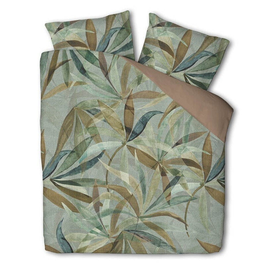 Dekbedovertrek Tropical Retreat - Tweepersoons (200x200 cm) - Groen Katoen - Dessin: Natuur - Presence - Dekbed-Discounter.nl afbeelding 
