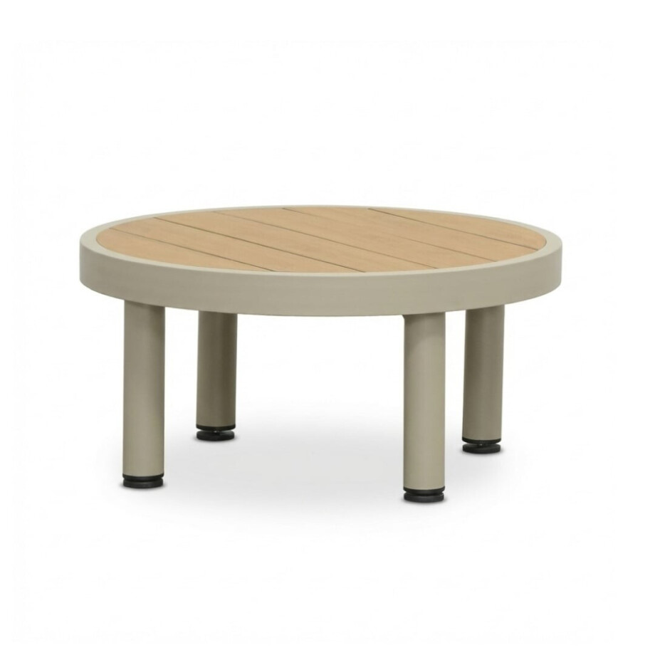 Amalfi loungetafel | aluminium + polywood | beige | 60cm rond afbeelding 1