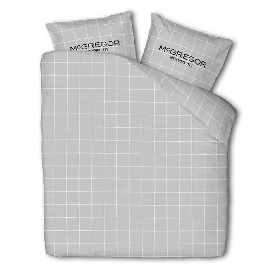 Flanellen Dekbedovertrek McGregor Gray Grid - Lits-Jumeaux (240x240 cm) - Grijs - Dessin: Ruiten - McGregor - Dekbed-Discounter.nl afbeelding 1