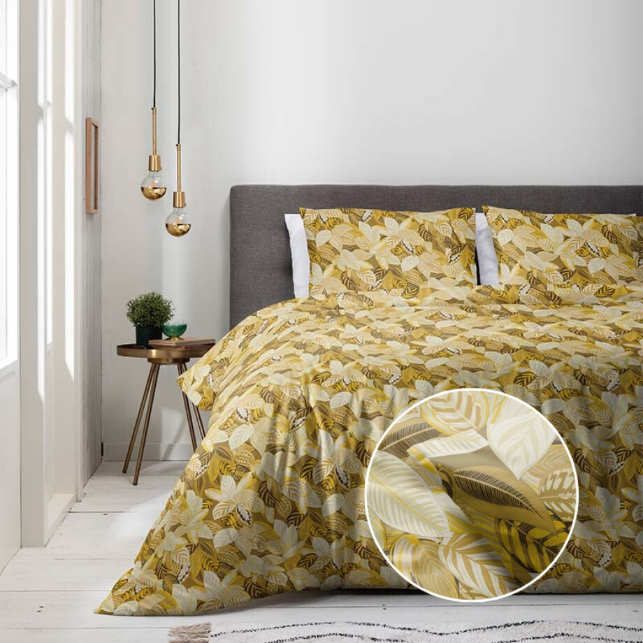 Dekbedovertrek Luna - Lits-Jumeaux (240x220 cm) - Geel Polycotton - Dessin: Natuur - Luna Bedding - Dekbed-Discounter.nl afbeelding 