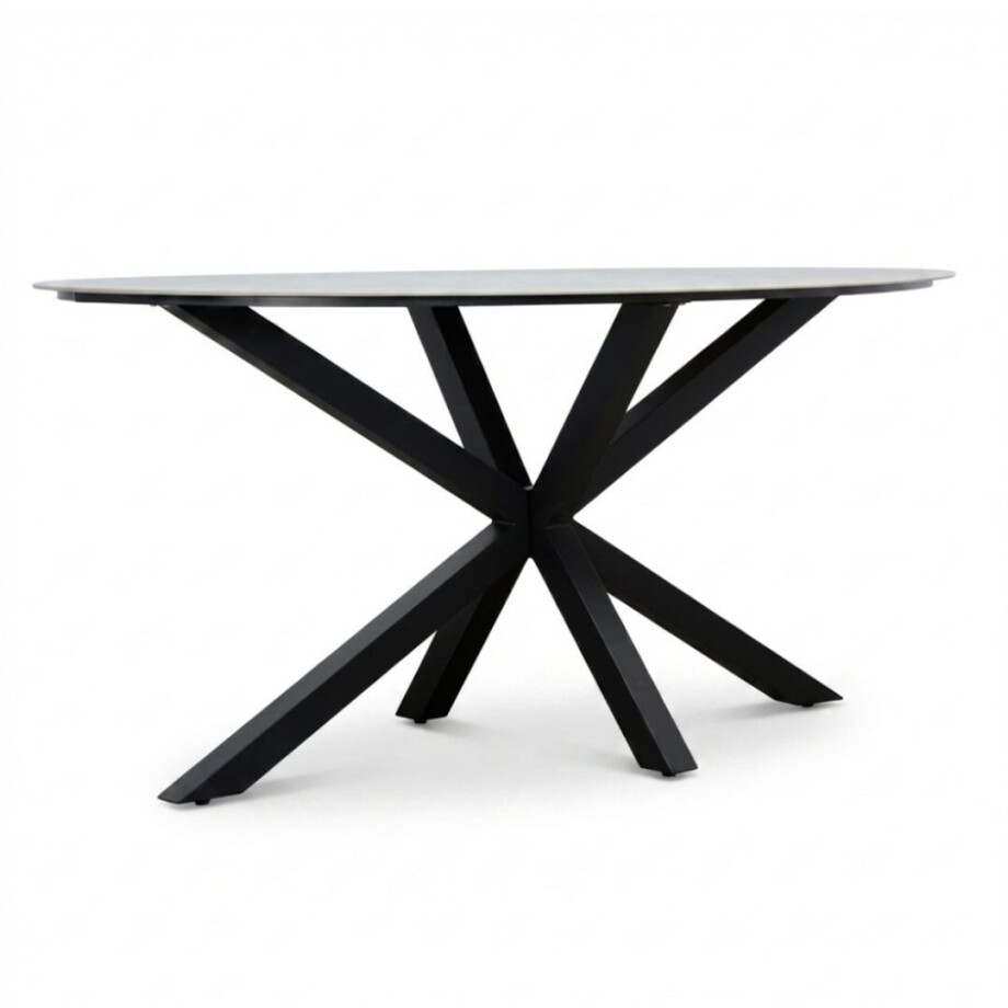 Calma dining bartafel 6 personen | sintered stone + aluminium | Marble Grey | 240cm ovaal afbeelding 1