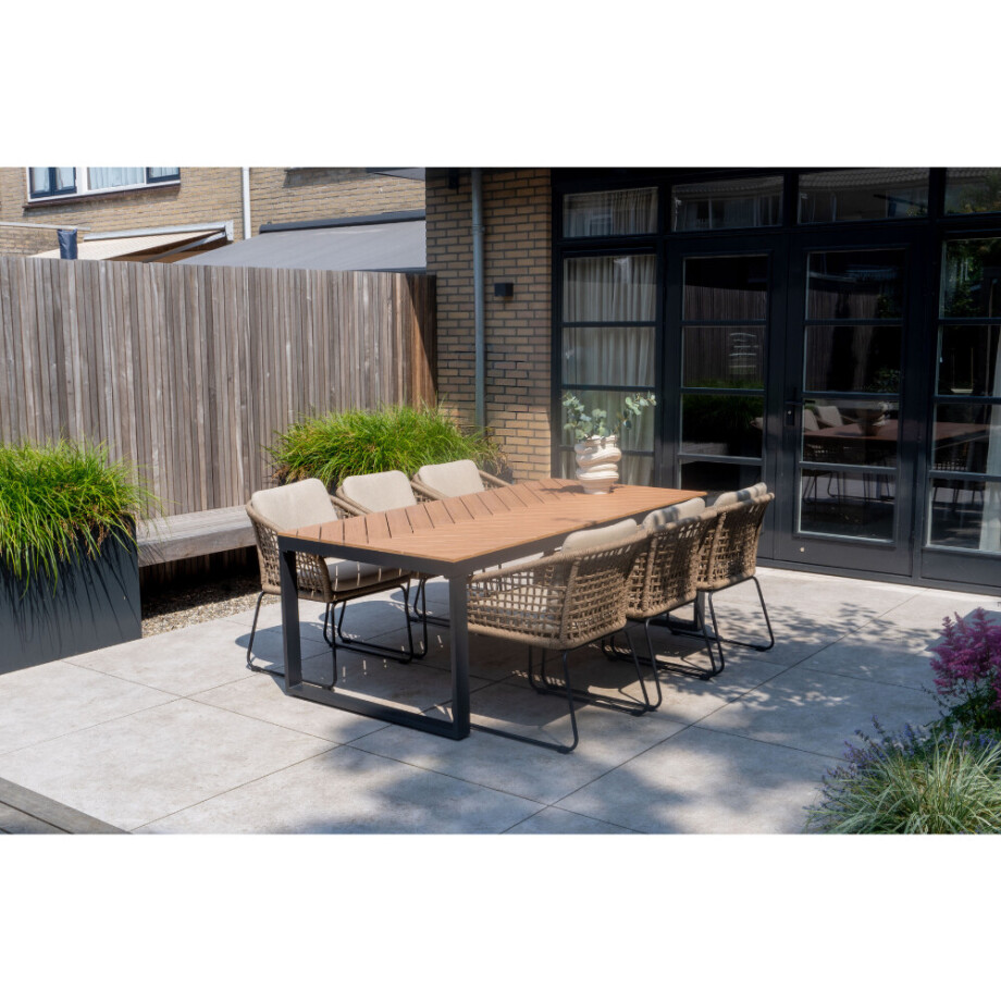 Kampa Natural/Tulum Sahara Dust dining tuinset | 6 personen | polywood + touw | 210cm afbeelding 1