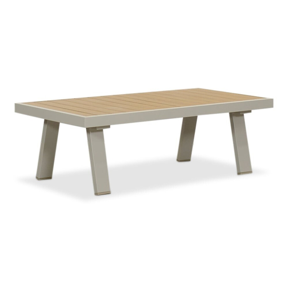 Lola loungetafel rechthoekig | aluminium + polywood | Natural Wood/beige | 121x60cm afbeelding 1