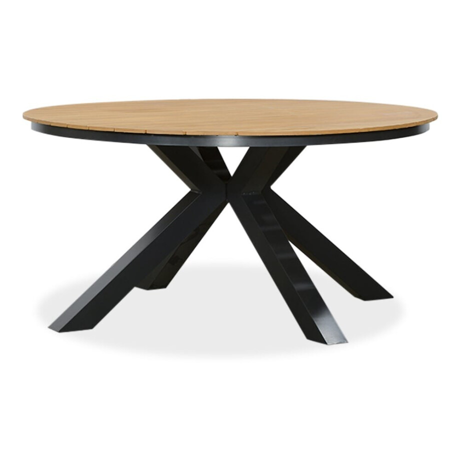 Arezzo dining tuintafel 4 personen | polywood + aluminium | Natural Wood |Ø150cm rond Arezzo dining tuintafel 4 personen | polywood + aluminium | Natural Wood |Ø150cm rond afbeelding 1