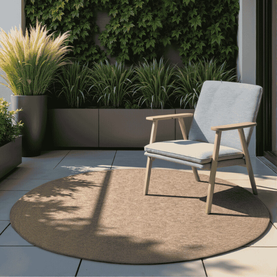 Dubbelzijdig Buitenkleed Rosel Rond - Beige maat: xcm - materiaal: Polypropyleen - Dekbed-Discounter.nl afbeelding 