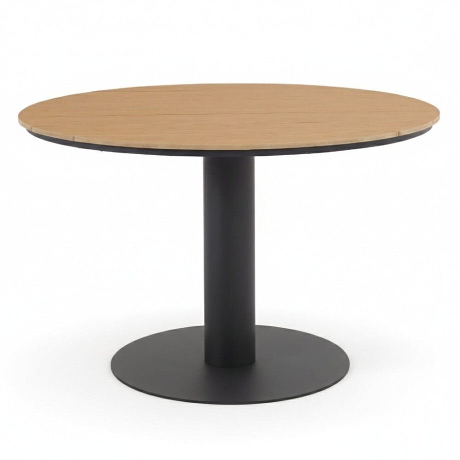 Panama dining tuintafel 4 personen | polywood + aluminium | Natural Wood/antraciet | 120cm rond afbeelding 1